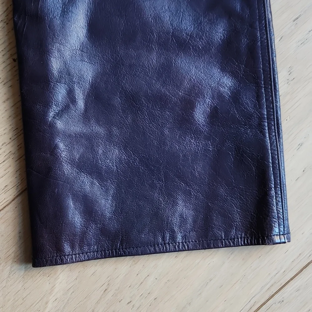 Vintage Elements by Vakko Leather Pants in Aubergine - Picture 6 of 15